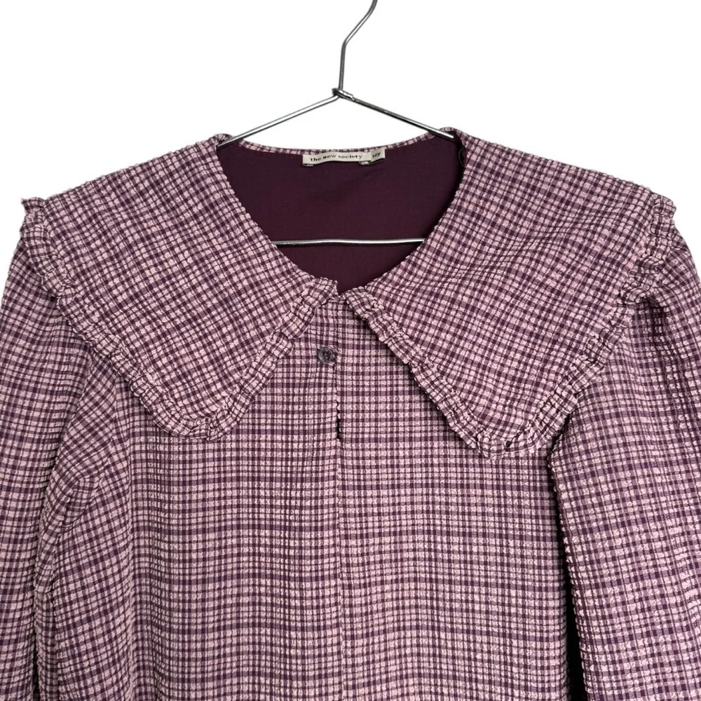 The New Society Girls Anabella Check Dress 16 Seersucker Peter Pan Collar Pink
